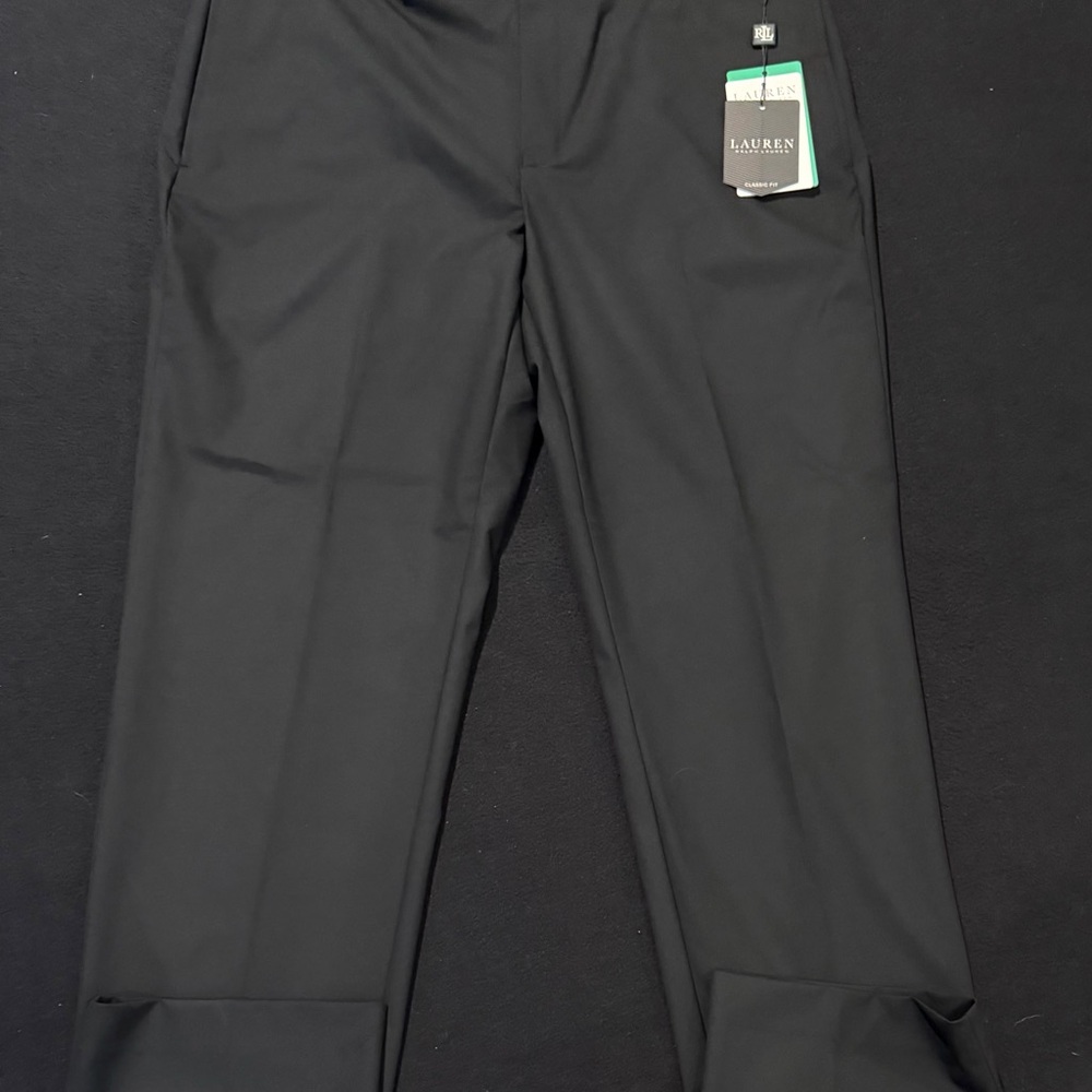 Lauren Ralph Lauren Men's Classic-Fit Solid Flat-Font BLACK 38x32 Pants NWT‎